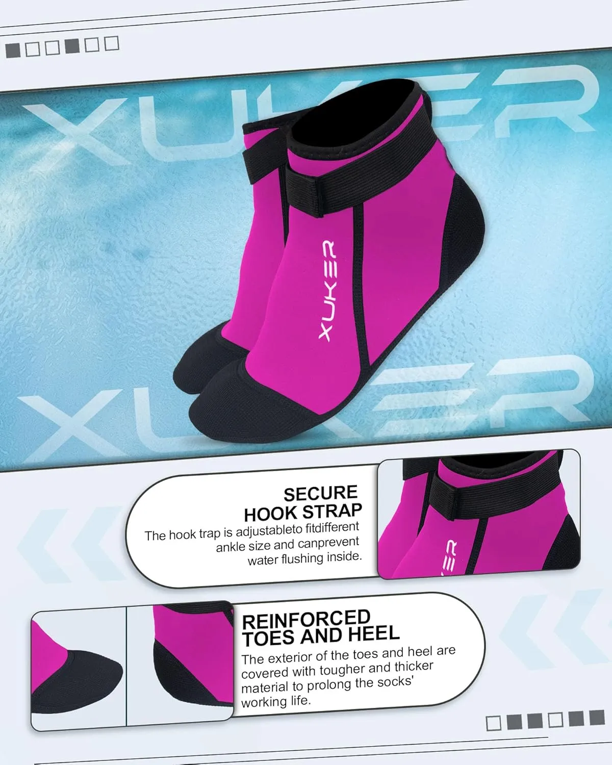 XUKER Neoprene Socks, 3mm Beach Volleyball Sand Soccer Wetsuit Socks Water Booties for Diving Snorkeling Kayaking Paddling