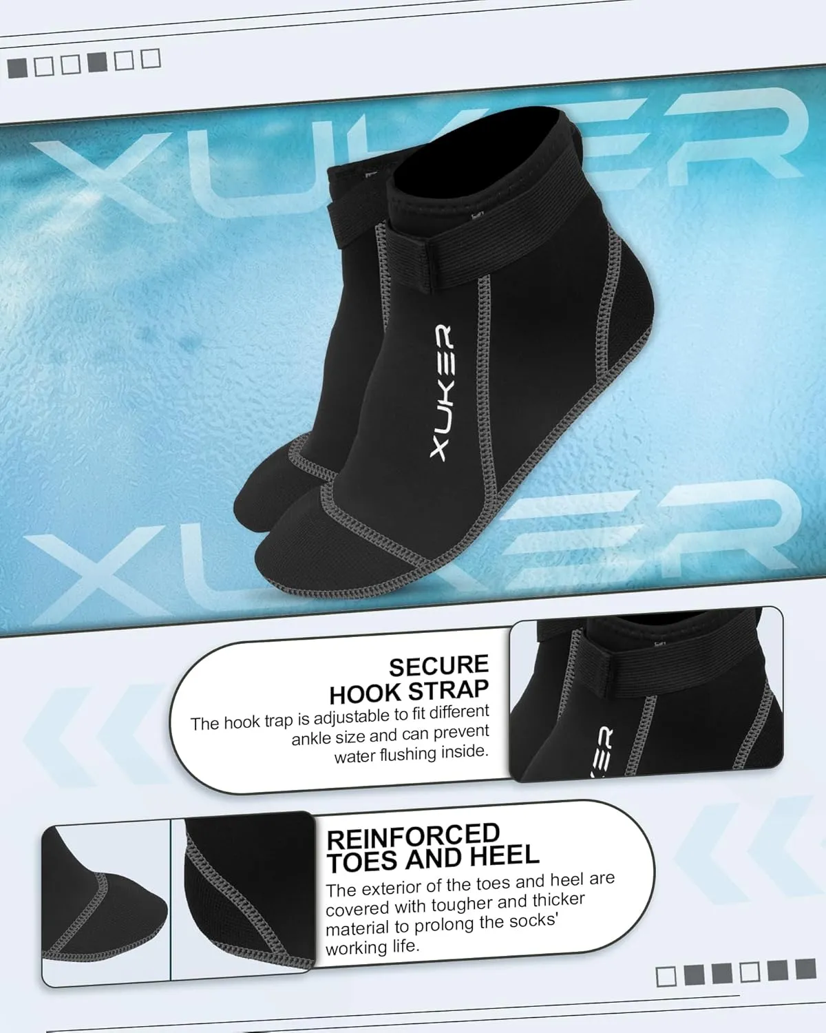 XUKER Neoprene Socks, 3mm Beach Volleyball Sand Soccer Wetsuit Socks Water Booties for Diving Snorkeling Kayaking Paddling