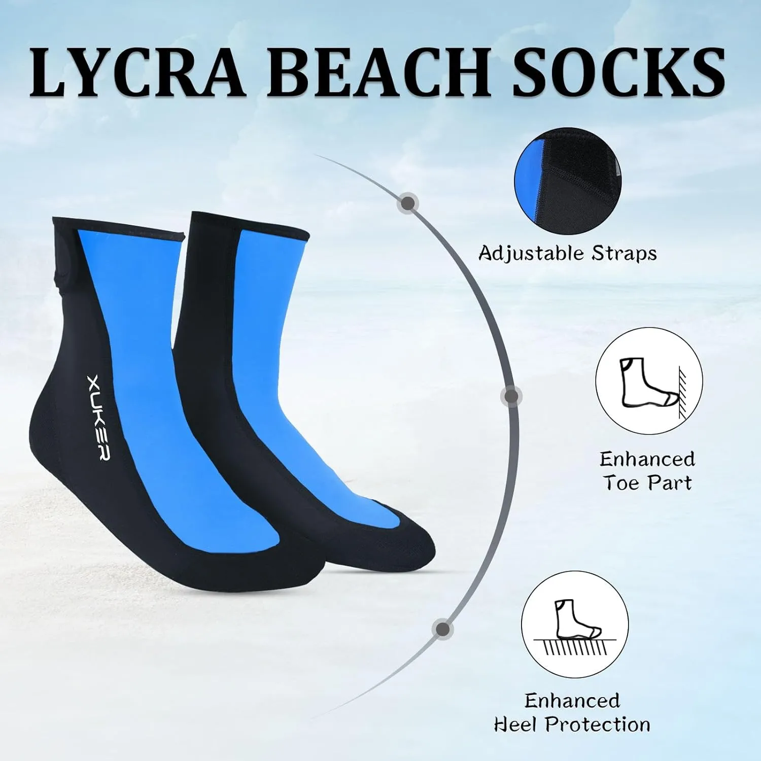 XUKER Sand Proof Beach Volleyball Socks Anti Slip Quick Dry Water Socks Swim Dive Socks for Sand Beach Soccer Tennis