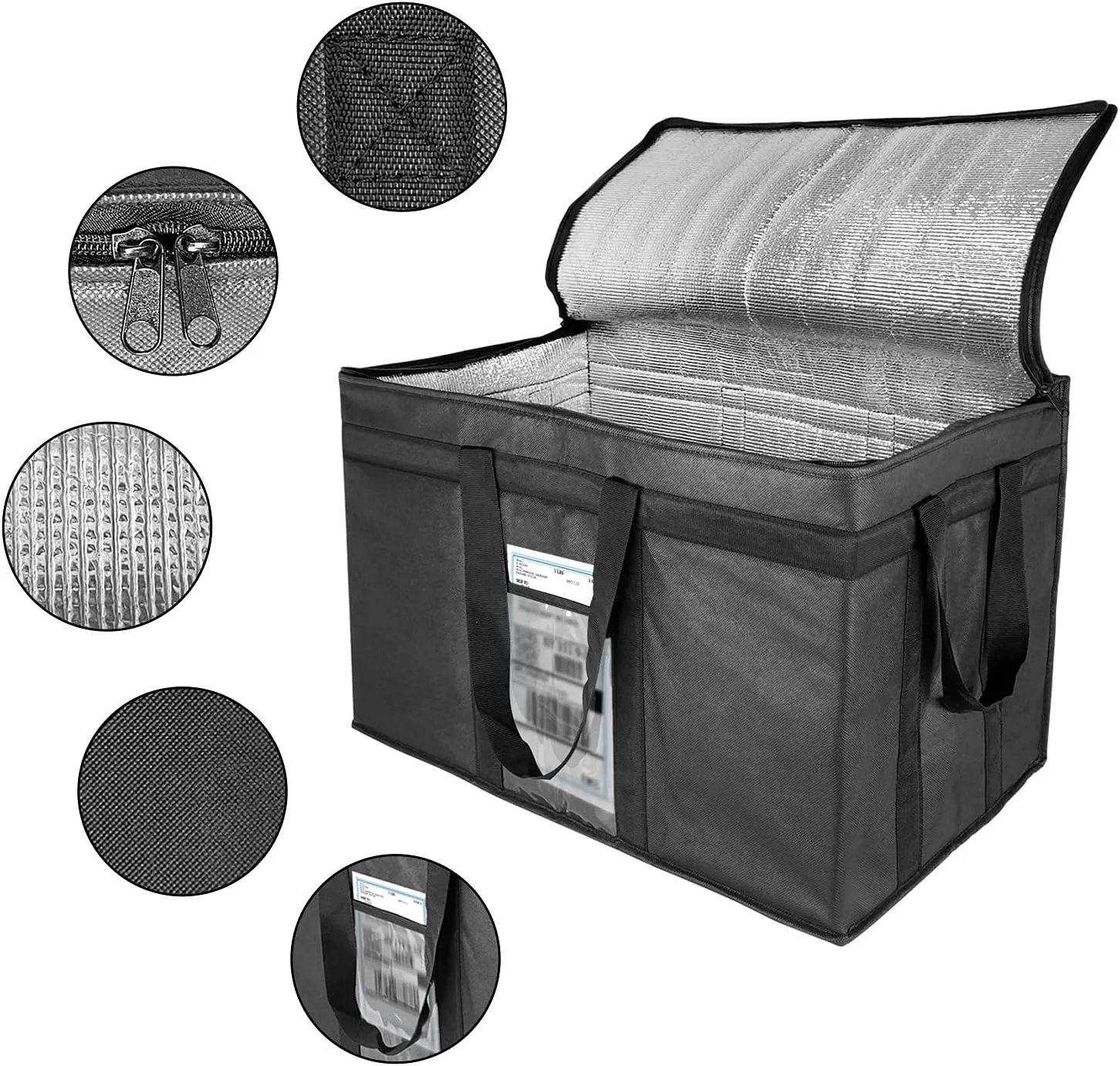 XXX-Large Insulated Collapsible Cooler Bags with Zipper Closure,Reusable Grocery Shopping Bags Keep Food Hot or Cold