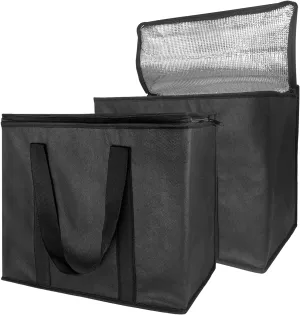 Yalin Set of 2 Large Insulated Collapsible Cooler Bags with Durable Dual Zipper Closure,Reusable Grocery Shopping Bags Keep Food Hot or Cold,Ideal for Instacart,Grocery Transport