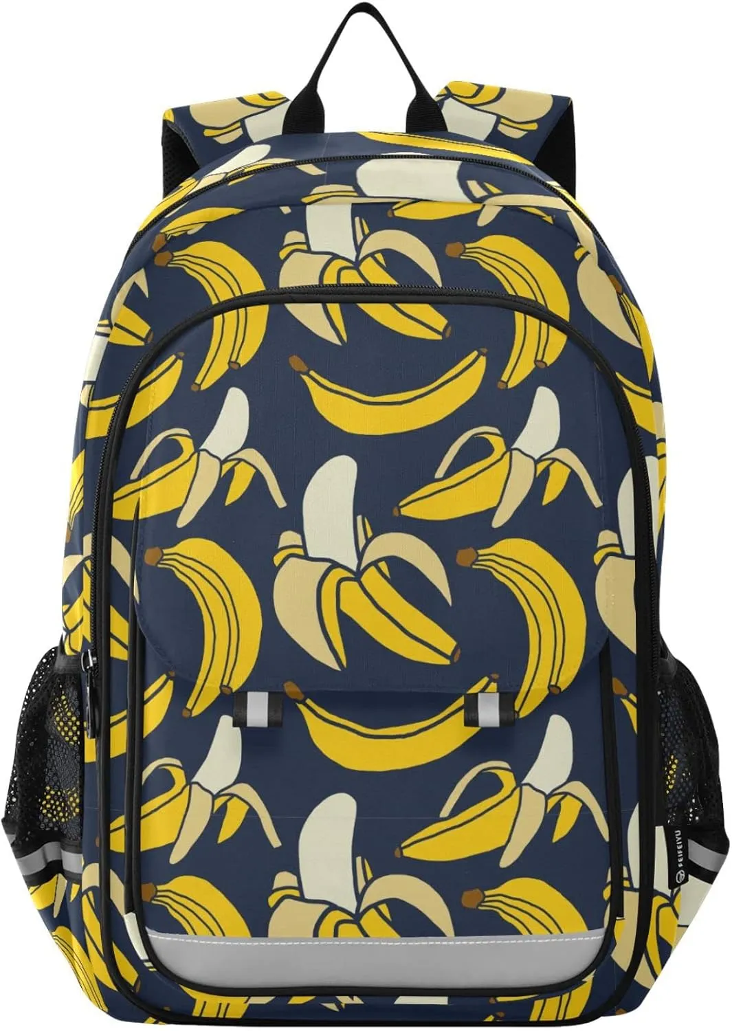 Yellow Fruit Tropical Banana Backpack School Bag Lightweight Laptop Backpack Student Travel Daypack with Reflective Stripes