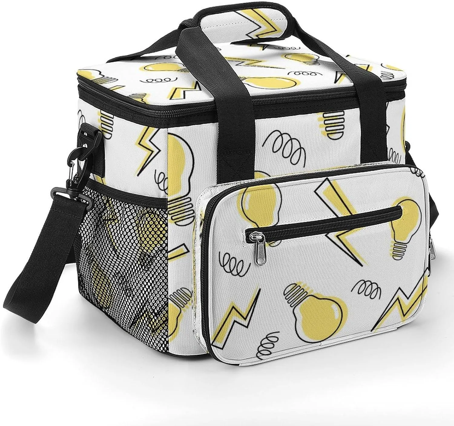 Yellow Light Bulb Pattern 22.5L Insulated Camping Coolers Bag Large Leakproof Ice Chest for Beach Travel Picnic
