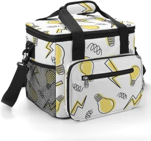Yellow Light Bulb Pattern 22.5L Insulated Camping Coolers Bag Large Leakproof Ice Chest for Beach Travel Picnic