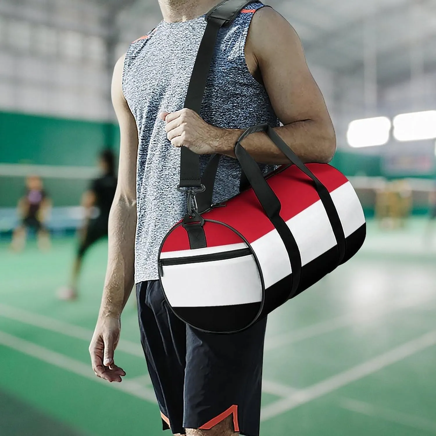 Yemen Flag Large Gym Duffel Bag Dry Wet Separation for Men Women Travel Workout