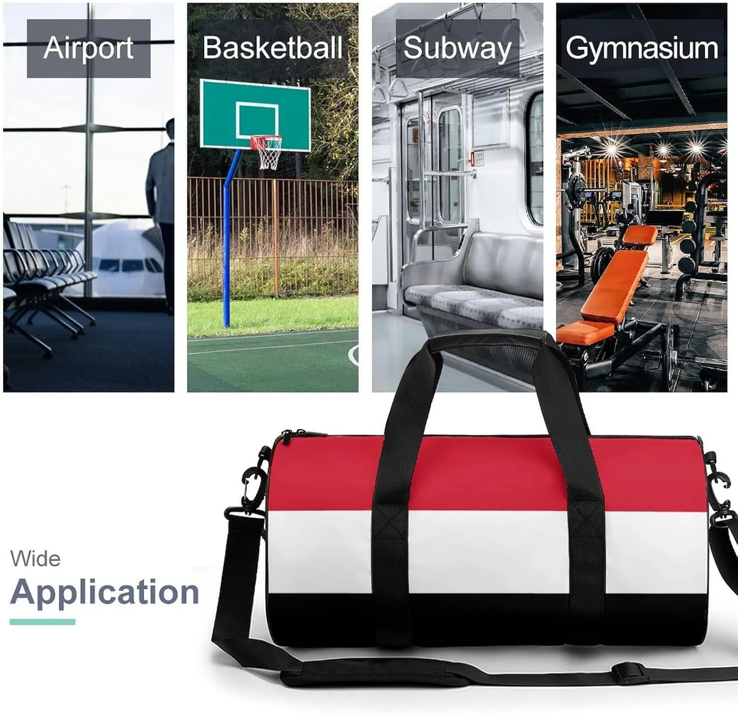 Yemen Flag Large Gym Duffel Bag Dry Wet Separation for Men Women Travel Workout