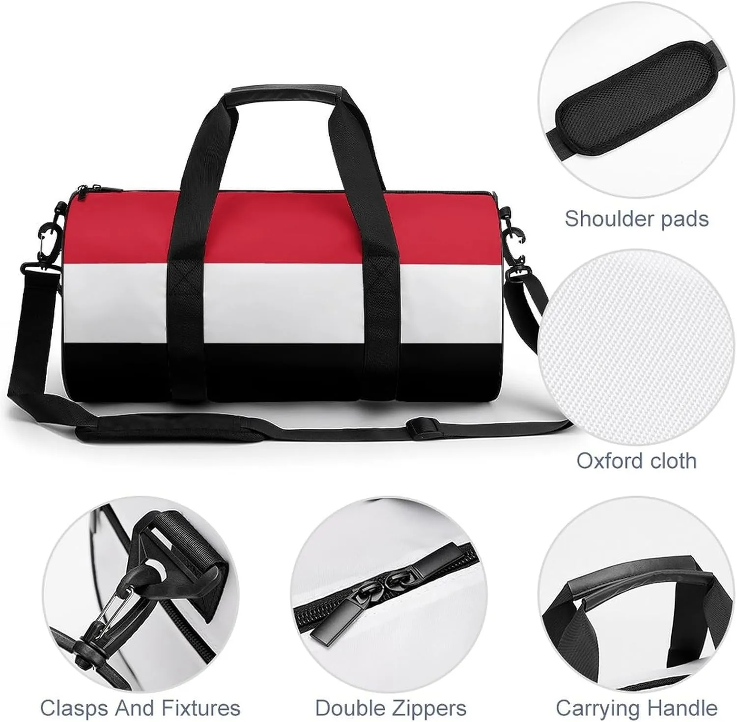 Yemen Flag Large Gym Duffel Bag Dry Wet Separation for Men Women Travel Workout