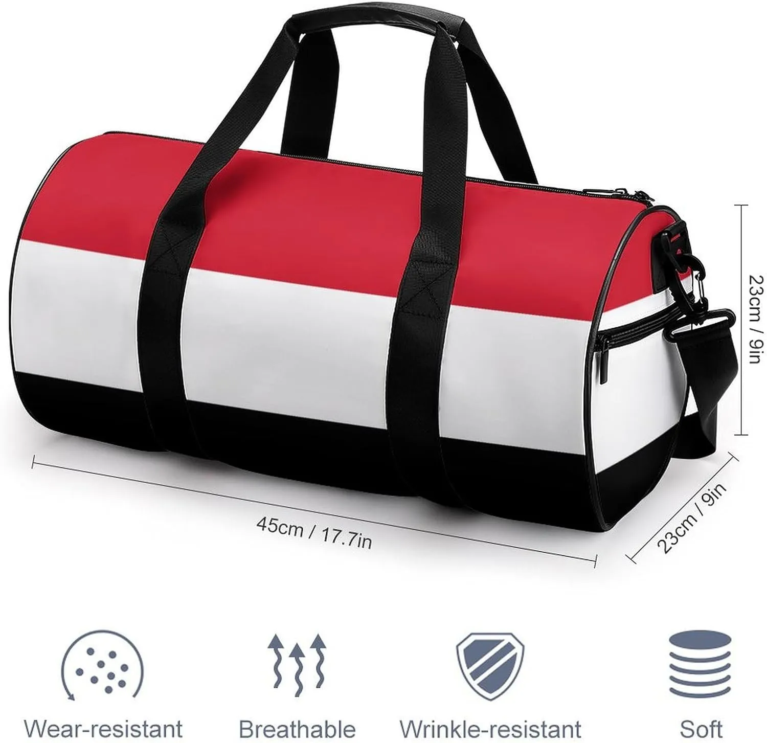 Yemen Flag Large Gym Duffel Bag Dry Wet Separation for Men Women Travel Workout