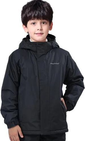 YINGJIELIDE Boy's Waterproof Ski Jacket,Kids Outdoor Snowboarding windproof Jacket,Fleece Lined Hooded,Warm Winter Snow Coat