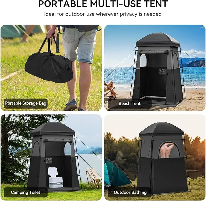 YITAHOME Camping Shower Tent, Portable 1 Room/2 Rooms Privacy Tent with Floor, Oversize Space Changing Tent for Shower Easy Set Up