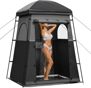 YITAHOME Camping Shower Tent, Portable 1 Room/2 Rooms Privacy Tent with Floor, Oversize Space Changing Tent for Shower Easy Set Up