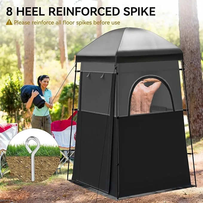 YITAHOME Camping Shower Tent, Portable 1 Room/2 Rooms Privacy Tent with Floor, Oversize Space Changing Tent for Shower Easy Set Up