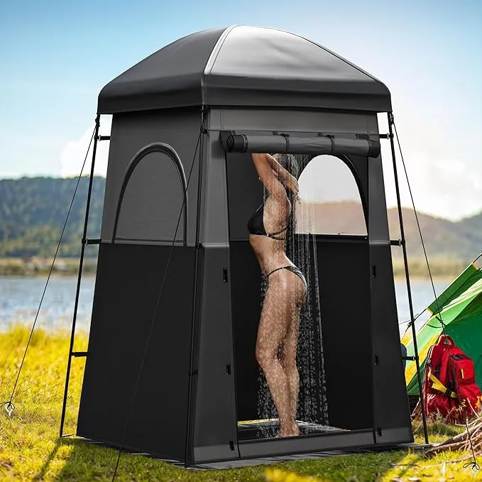 YITAHOME Camping Shower Tent, Portable 1 Room/2 Rooms Privacy Tent with Floor, Oversize Space Changing Tent for Shower Easy Set Up