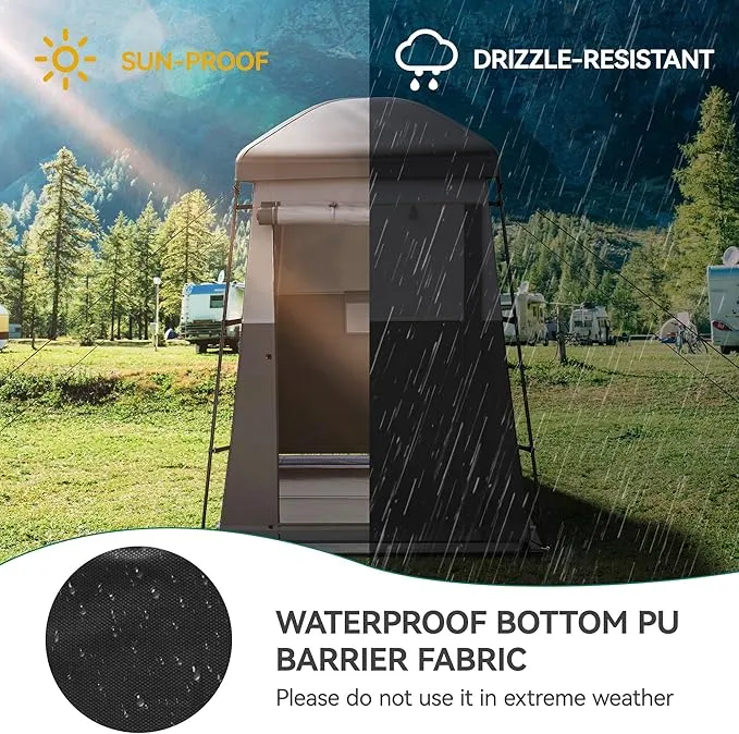 YITAHOME Camping Shower Tent, Portable 1 Room/2 Rooms Privacy Tent with Floor, Oversize Space Changing Tent for Shower Easy Set Up
