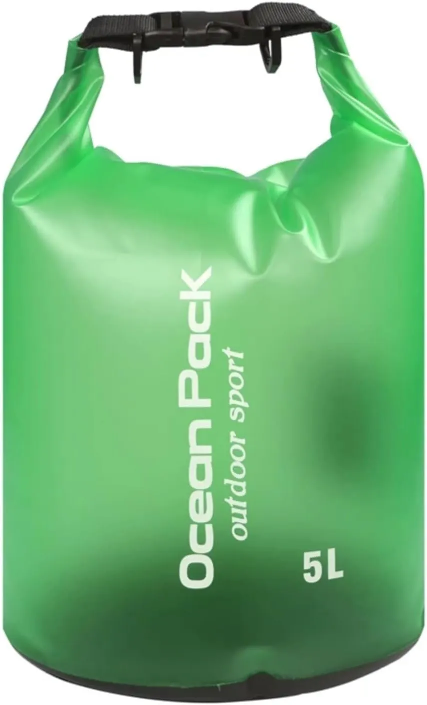 YOUGLE 5L Beach Essentials Dry Bag Waterproof Women Men Roll Top Waterproof Backpack Sack Keeps Gear Dry for Kayaking Rafting Boating Swimming Camping Hiking Beach Fishing (Green)