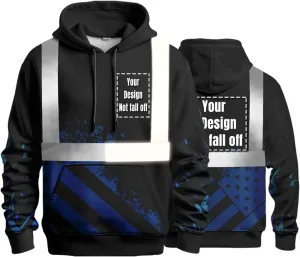 YOWESHOP High Visibility Reflective Safety Hoodie Customize Logo Protective Workwear Team Uniform