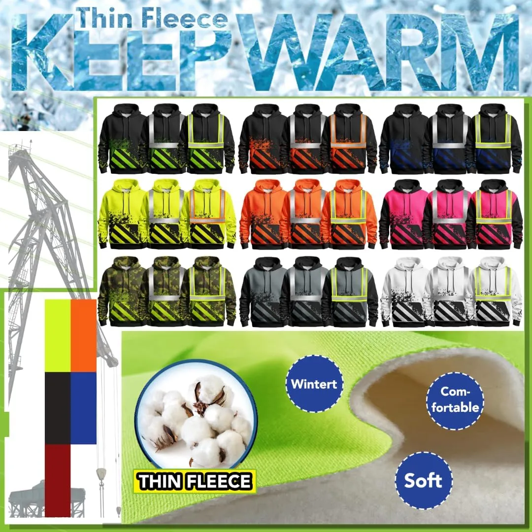 YOWESHOP High Visibility Reflective Safety Hoodie Customize Logo Protective Workwear Team Uniform