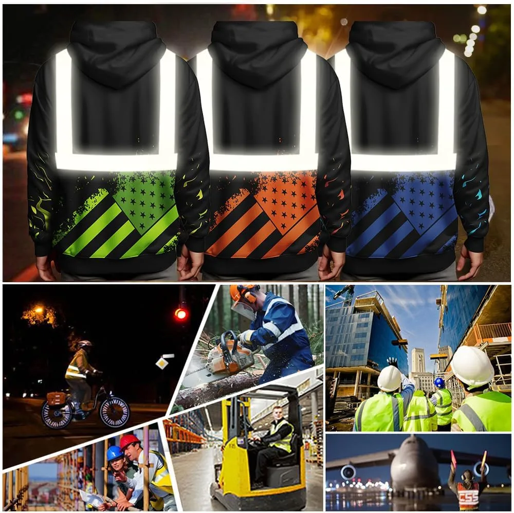 YOWESHOP High Visibility Reflective Safety Hoodie Customize Logo Protective Workwear Team Uniform