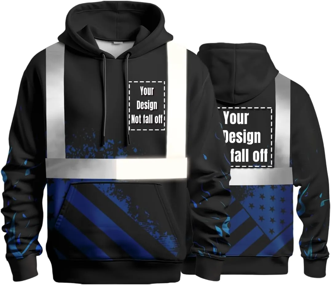 YOWESHOP High Visibility Reflective Safety Hoodie Customize Logo Protective Workwear Team Uniform