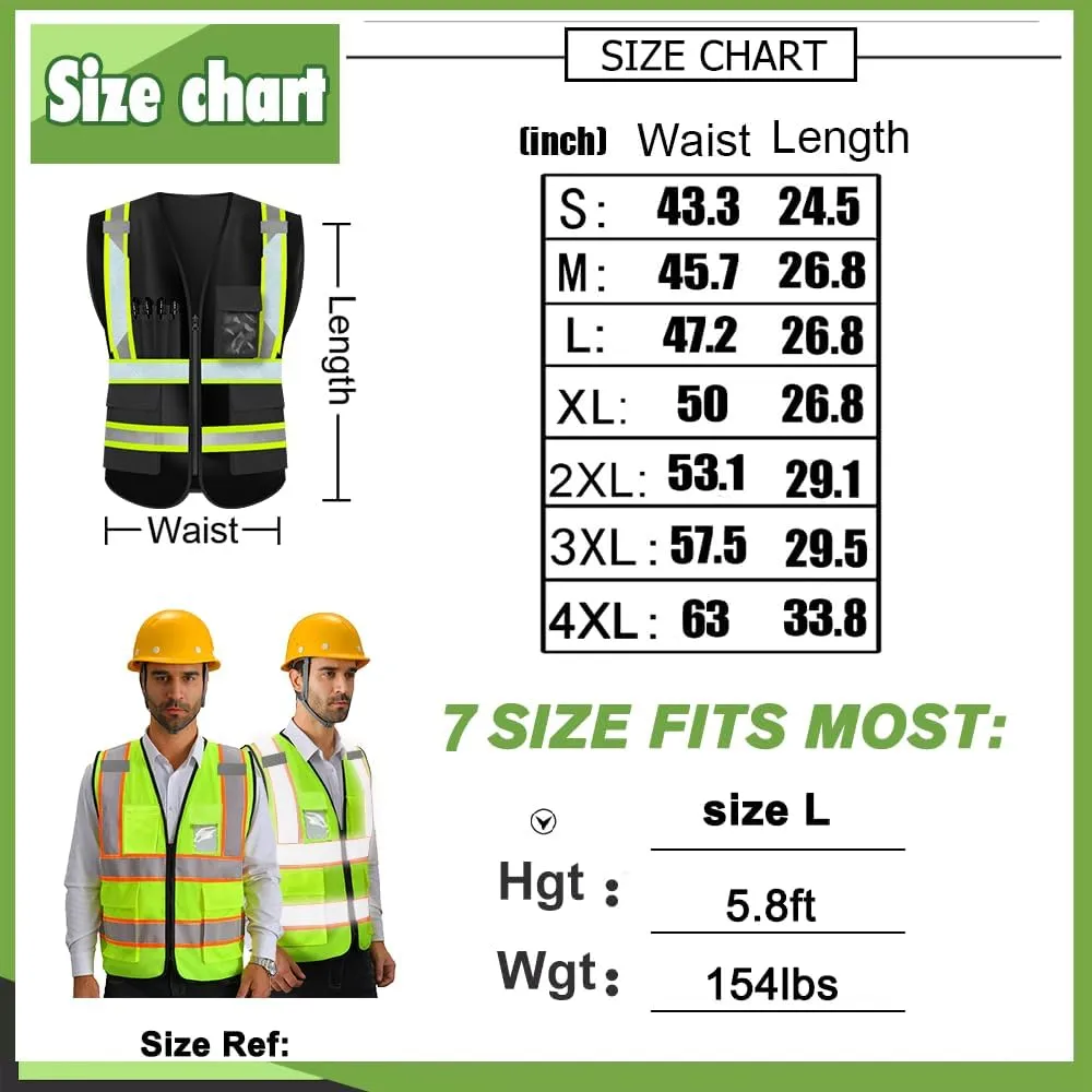 YOWESHOP High Visibility Reflective Safety Vest Customize Logo Hi-vis Security Work Vest