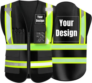 YOWESHOP High Visibility Reflective Safety Vest Customize Logo Hi-vis Security Work Vest