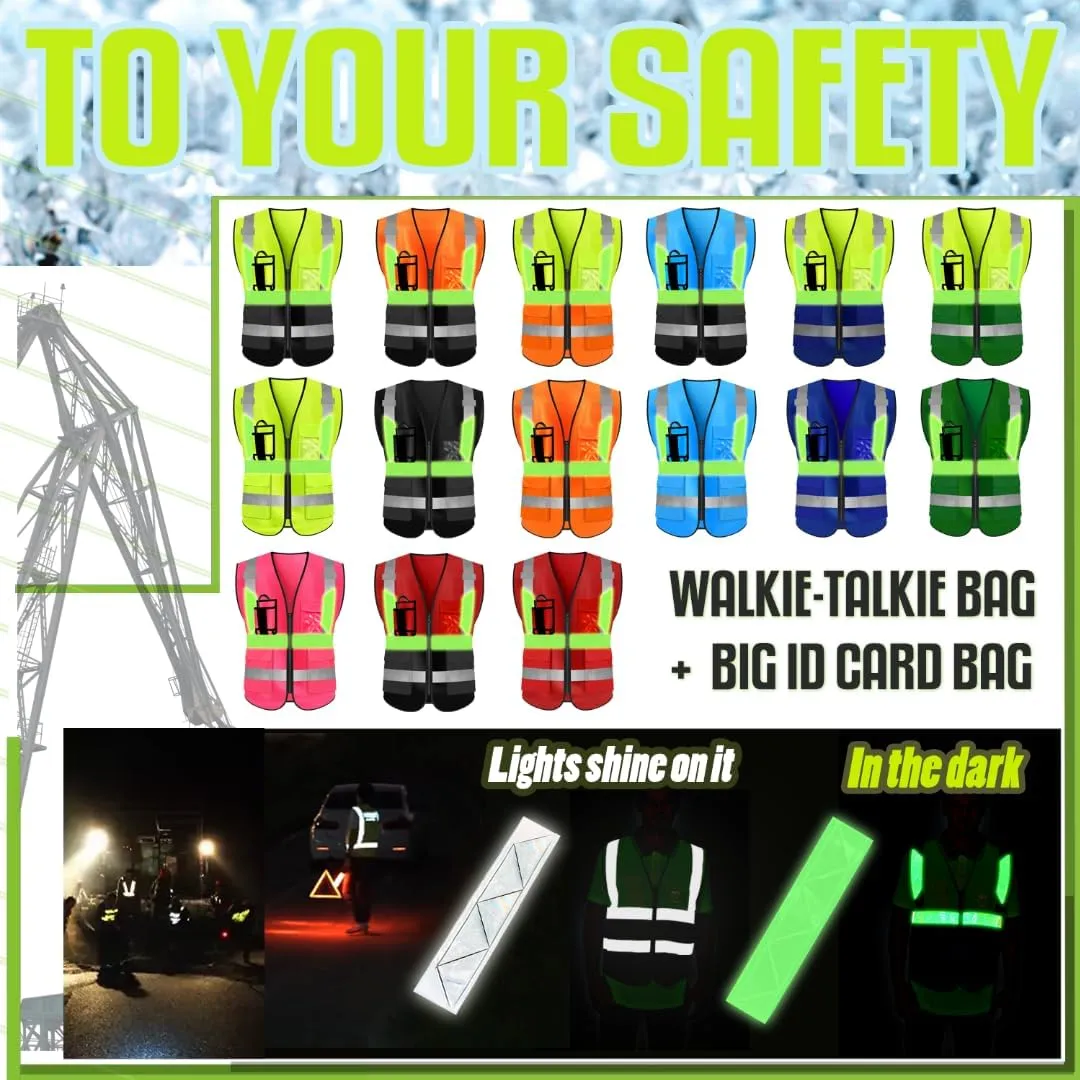 YOWESHOP High Visibility Reflective Safety Vest Customize Logo Outdoor Team Work Uniform