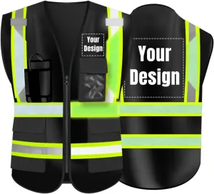 YOWESHOP High Visibility Safety Vest Customize Logo Hi-vis Reflective Protective Vest