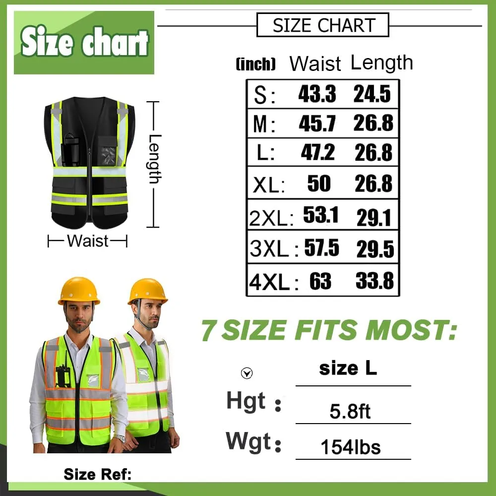 YOWESHOP High Visibility Safety Vest Customize Logo Hi-vis Reflective Protective Vest