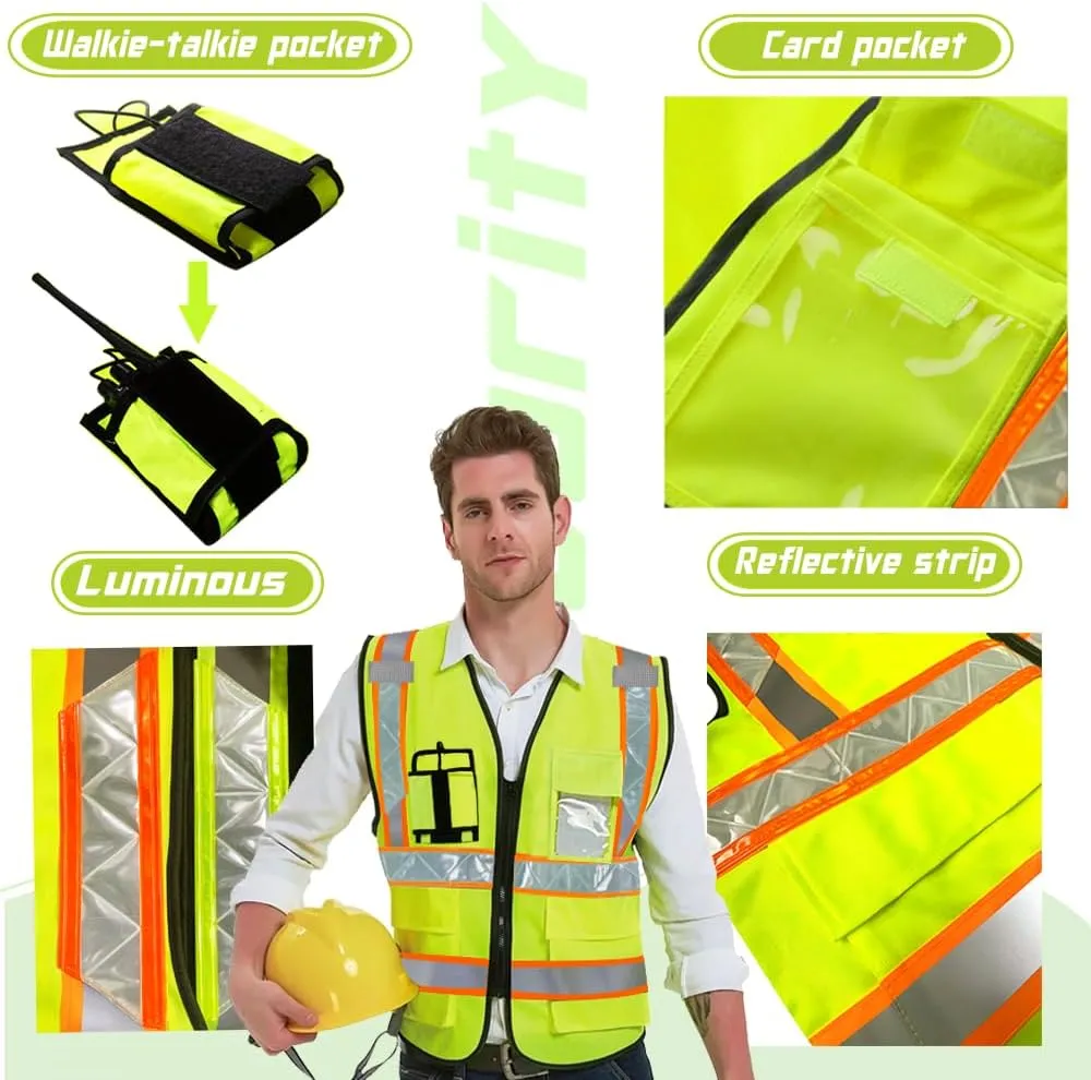 YOWESHOP High Visibility Safety Vest Customize Logo Hi-vis Reflective Protective Vest