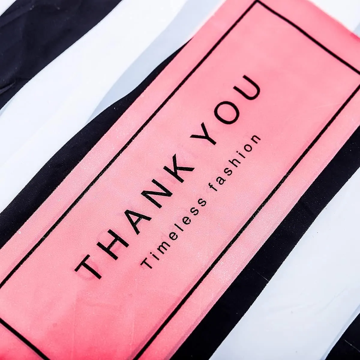 ysmile 100 ct Thank You Merchandise Bag, Plastic Shopping Bag Die Cut with Handle, Goods Retail, Gift Package, for Small Business 11.8"x15.8"