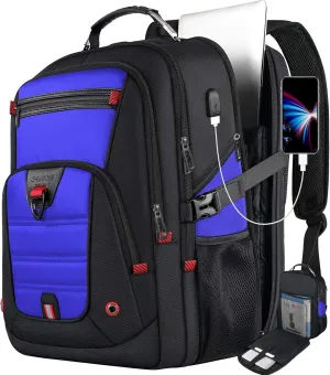 Z-MGKISS Extra Large Backpack, Travel Laptop Bag for Men, Anti-Theft College Backpack with USB Port, TSA-Approved 17.3 Inch, Heavy Duty Business Weekender Bag, Blue