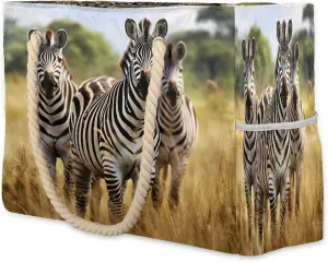 Zebra Pastoral Outdoor Women's Large Beach Bag Waterproof and Sand-proof Canvas Tote Lightweight Shoulder Bag Suitable for Pool Beach Travel Holiday Gym Yoga Care