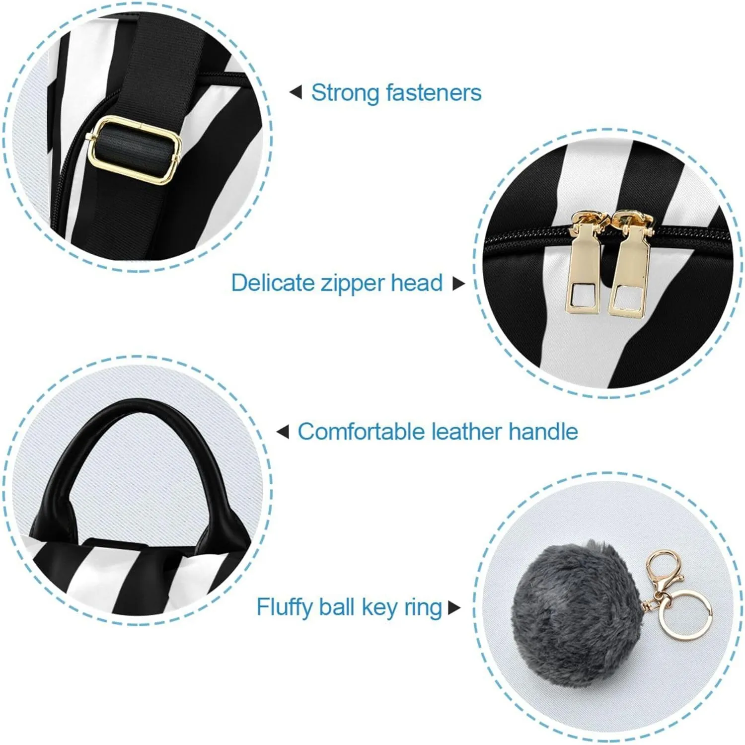 Zebra Print Backpack Purse for Women - Nylon Anti-Theft Travel Backpack, Fashionable Shoulder Bag for Daily Use