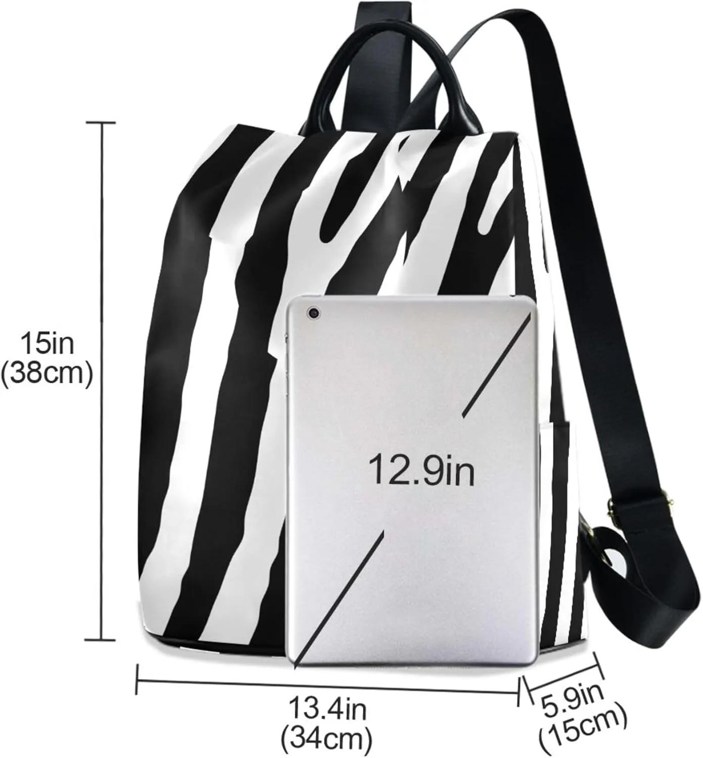 Zebra Print Backpack Purse for Women - Nylon Anti-Theft Travel Backpack, Fashionable Shoulder Bag for Daily Use