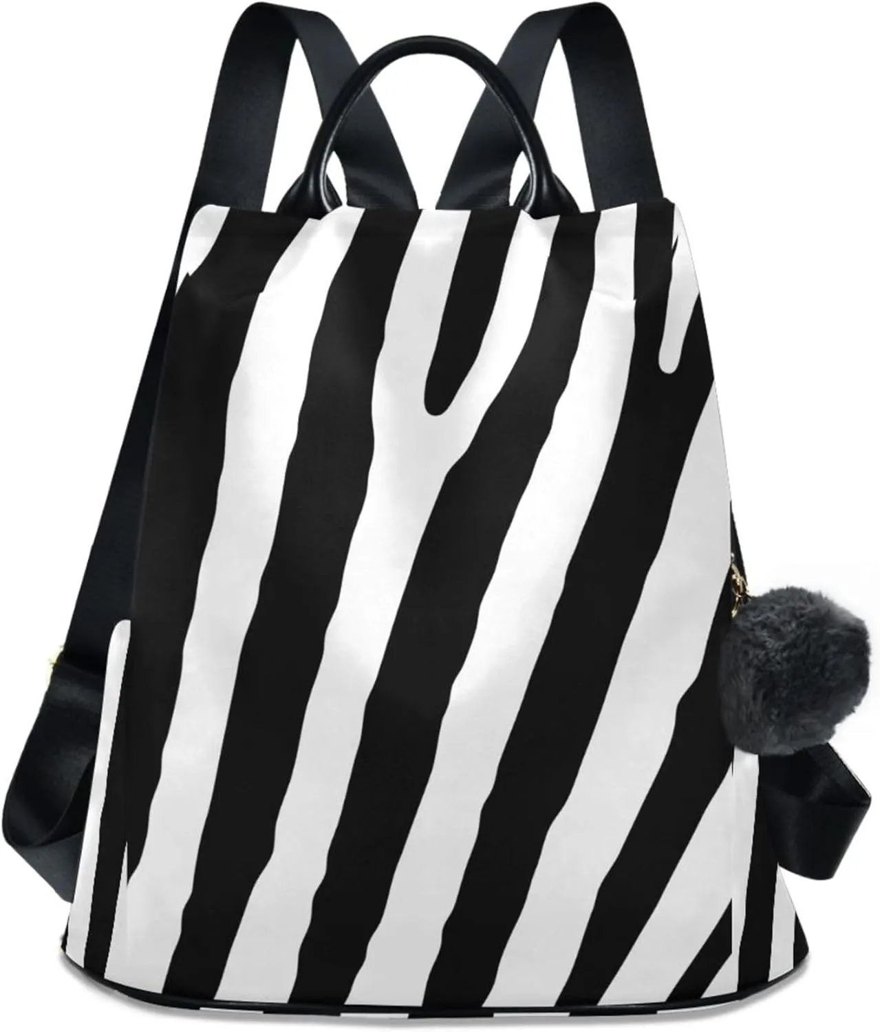 Zebra Print Backpack Purse for Women - Nylon Anti-Theft Travel Backpack, Fashionable Shoulder Bag for Daily Use