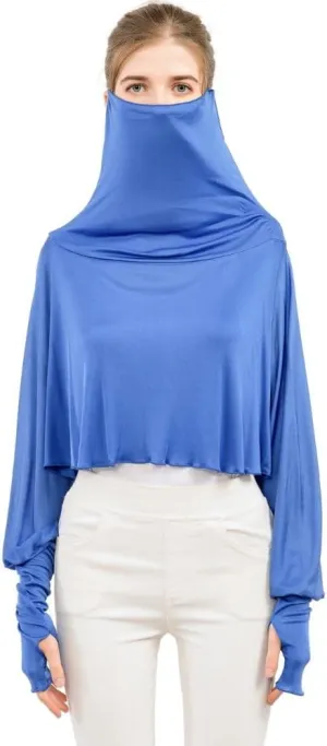 ZEEREE Mulberry Silk UV Protection Driving Shirts Face Cover Scarves with Arm Sleeve Wrap Shawls Sunscreen Beach Coverup