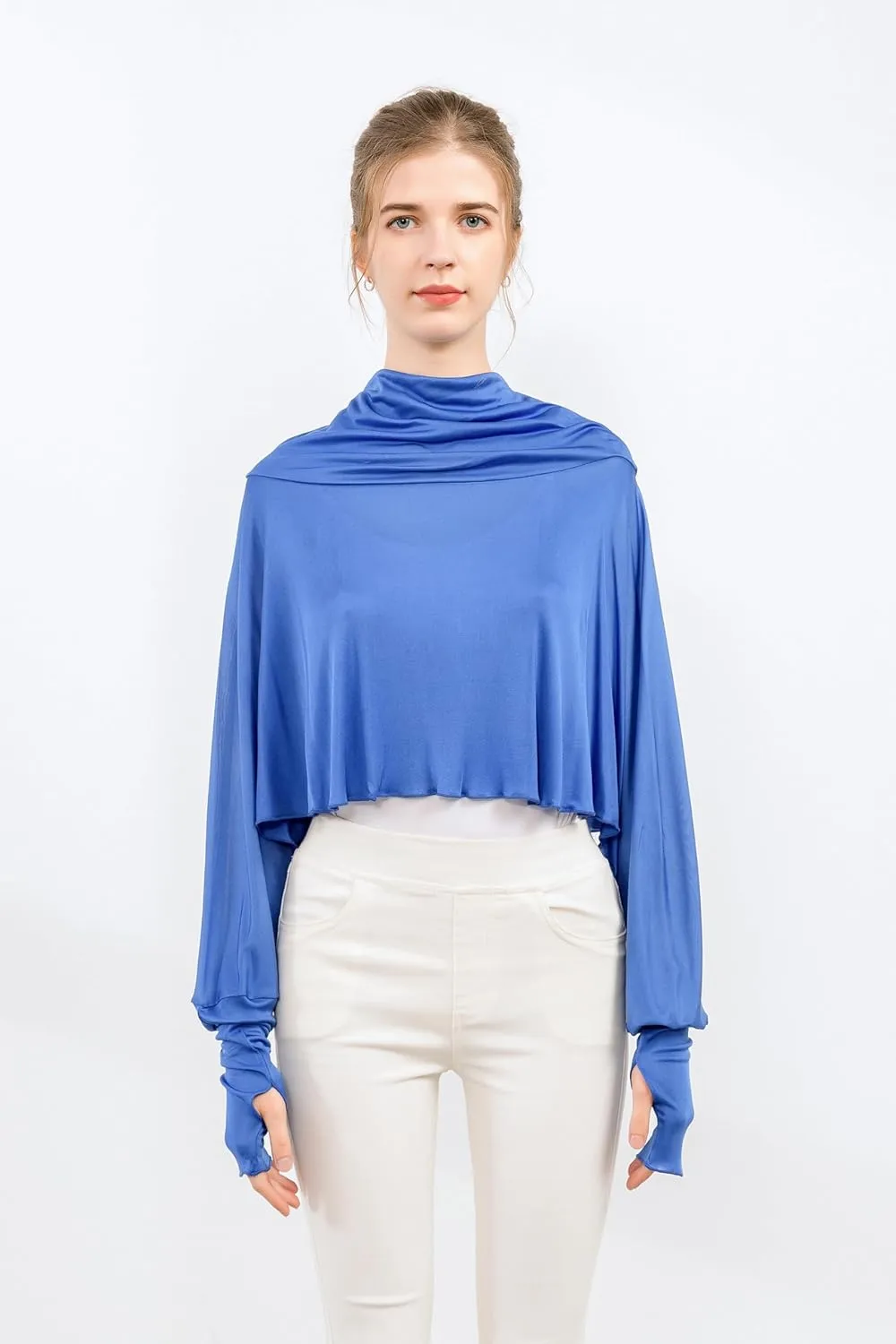 ZEEREE Mulberry Silk UV Protection Driving Shirts Face Cover Scarves with Arm Sleeve Wrap Shawls Sunscreen Beach Coverup