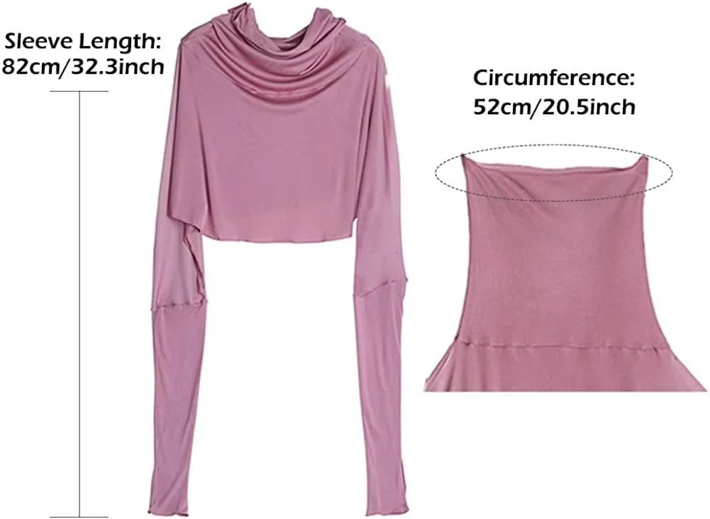 ZEEREE Mulberry Silk UV Protection Driving Shirts Face Cover Scarves with Arm Sleeve Wrap Shawls Sunscreen Beach Coverup