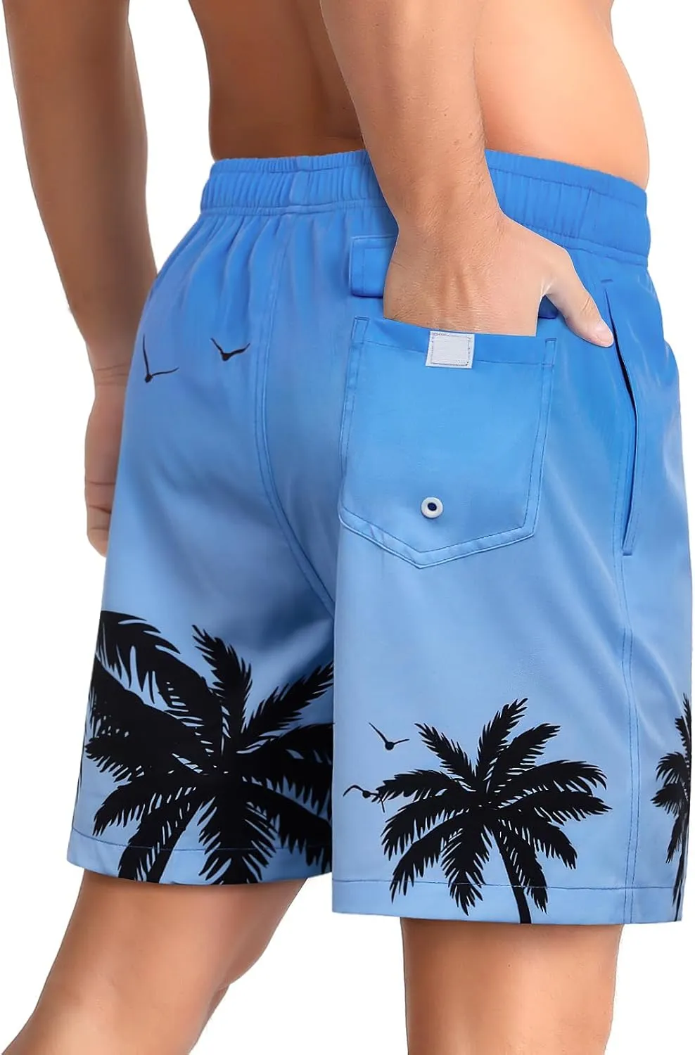 zeetoo Mens Swim Trunks with Compression Liner 5" Inseam Quick Dry Beach Shorts with Zipper Pockets