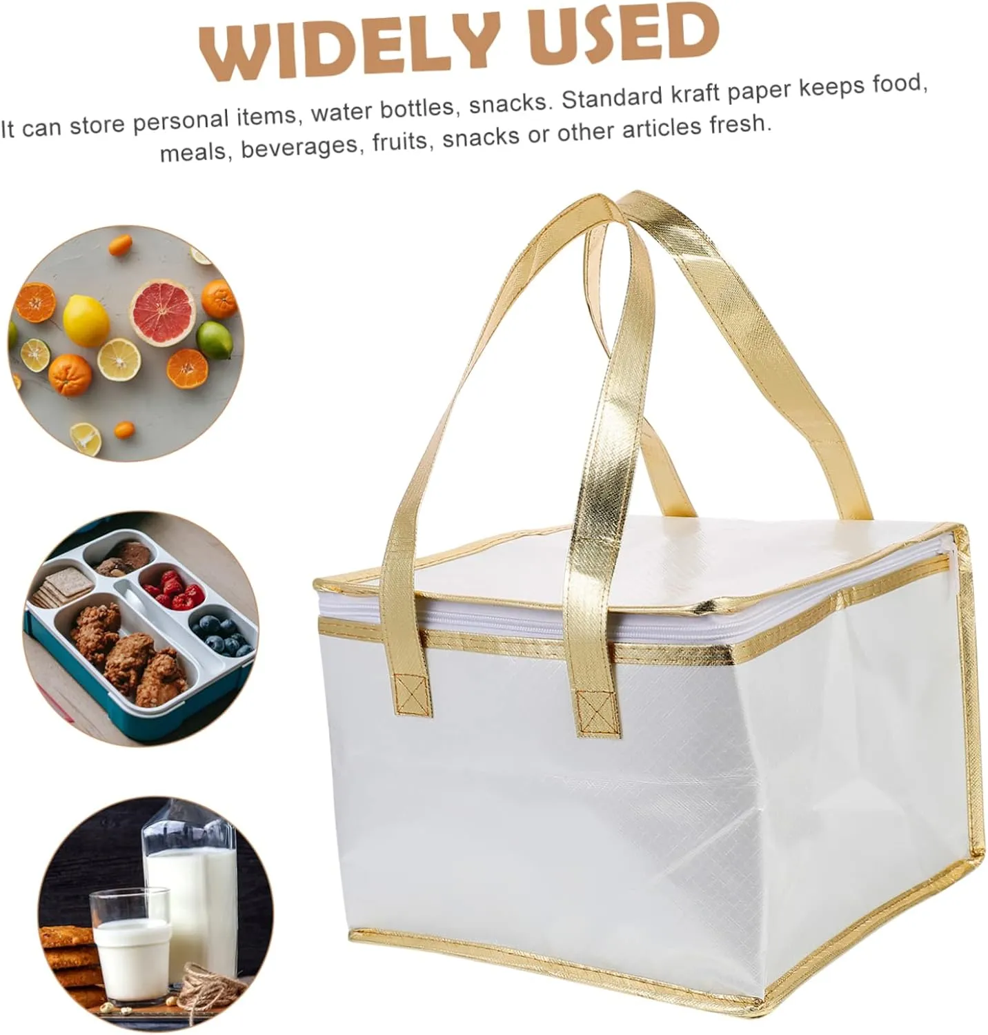 Zerodeko 1pc Insulated Food Bag Cake Packing Bag for Picnics and Parties Heat Preservation Storage with Zipper and Portable Design Double