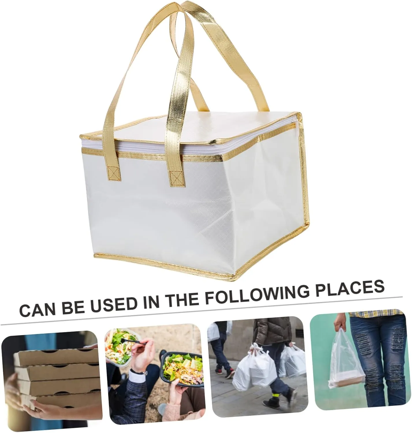 Zerodeko 1pc Insulated Food Bag Cake Packing Bag for Picnics and Parties Heat Preservation Storage with Zipper and Portable Design Double