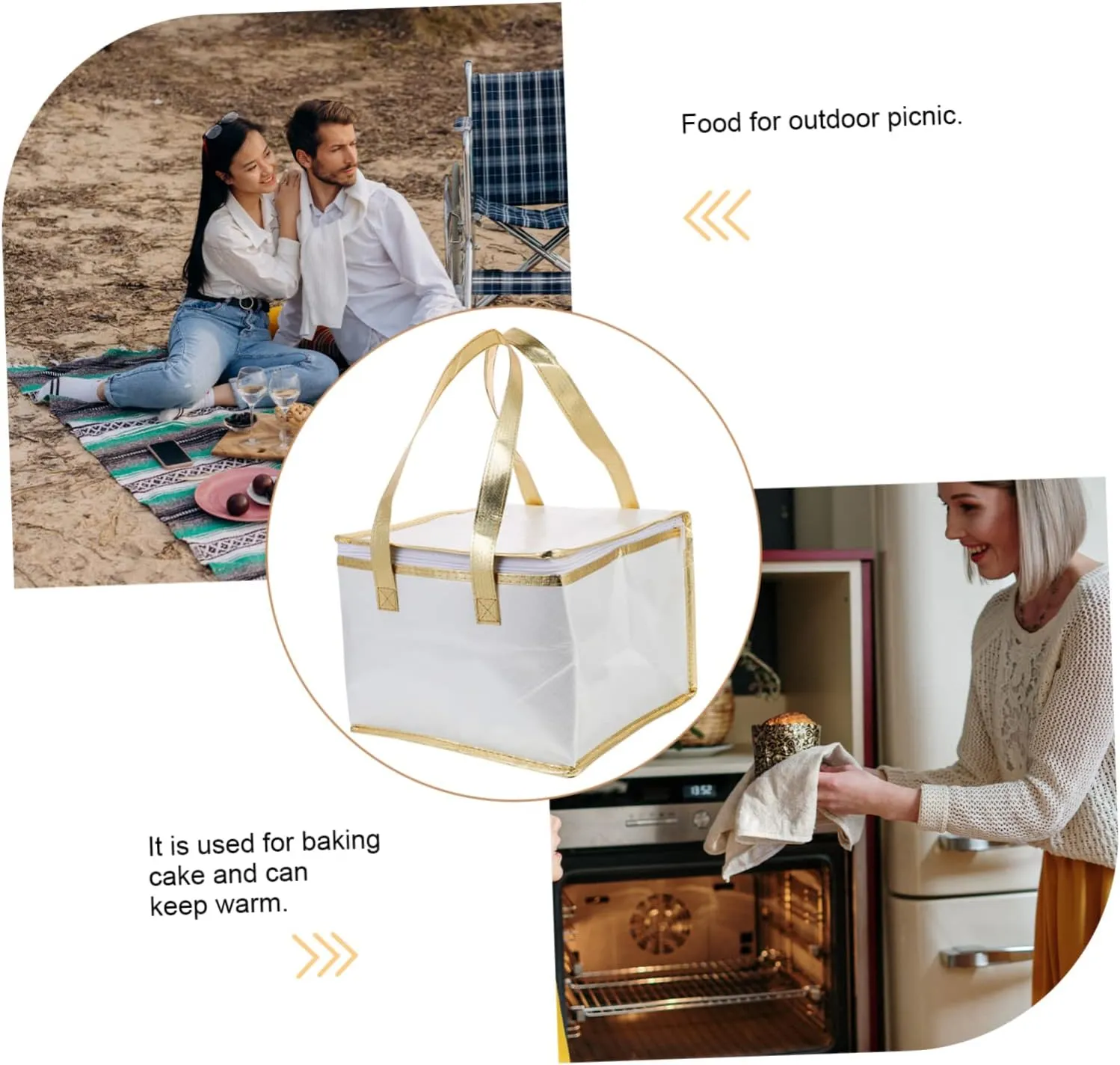 Zerodeko 1pc Insulated Food Bag Cake Packing Bag for Picnics and Parties Heat Preservation Storage with Zipper and Portable Design Double