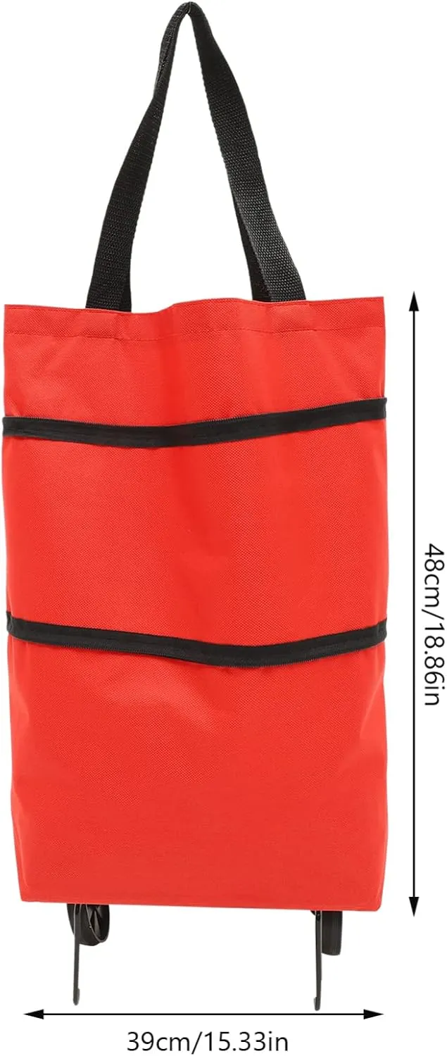 Zerodeko Foldable Bag Wheels and Shoulder Straps Multi-purpose Shopping Bag for Mall Beach and Travel