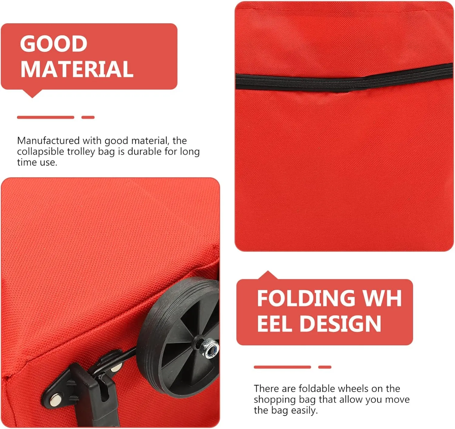 Zerodeko Foldable Bag Wheels and Shoulder Straps Multi-purpose Shopping Bag for Mall Beach and Travel