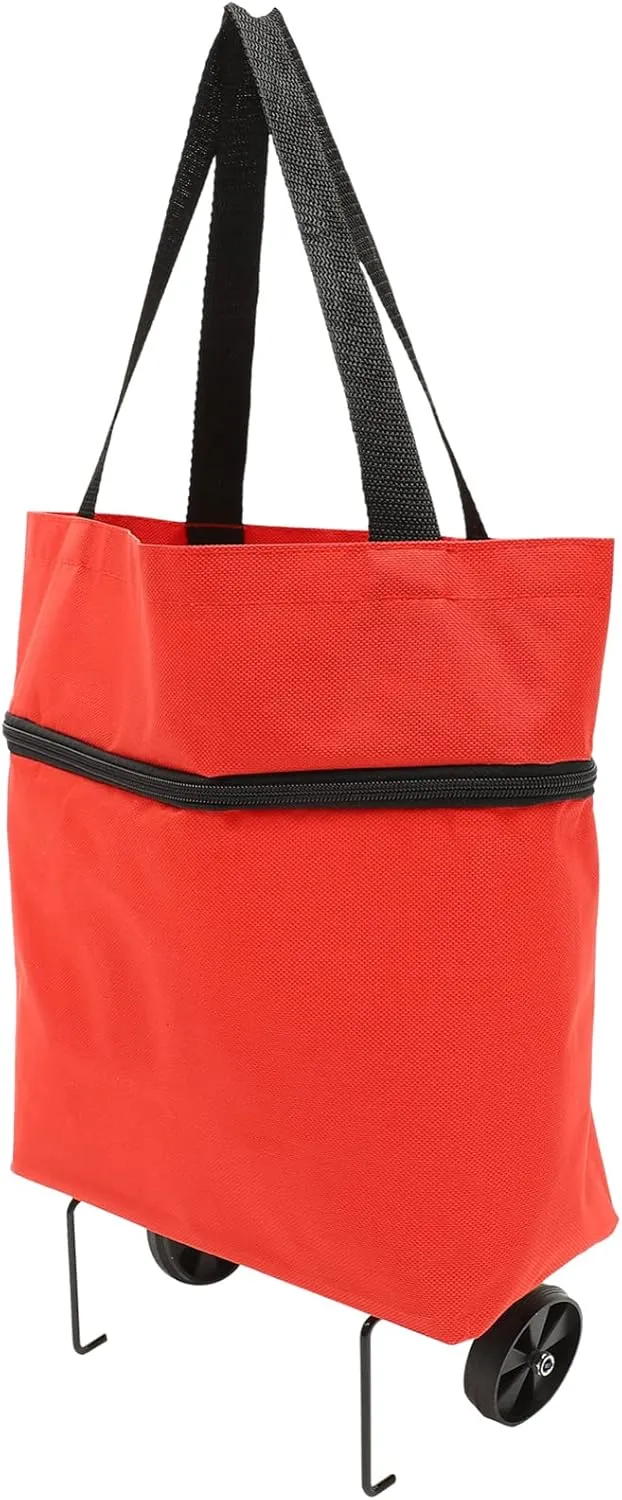 Zerodeko Foldable Bag Wheels and Shoulder Straps Multi-purpose Shopping Bag for Mall Beach and Travel