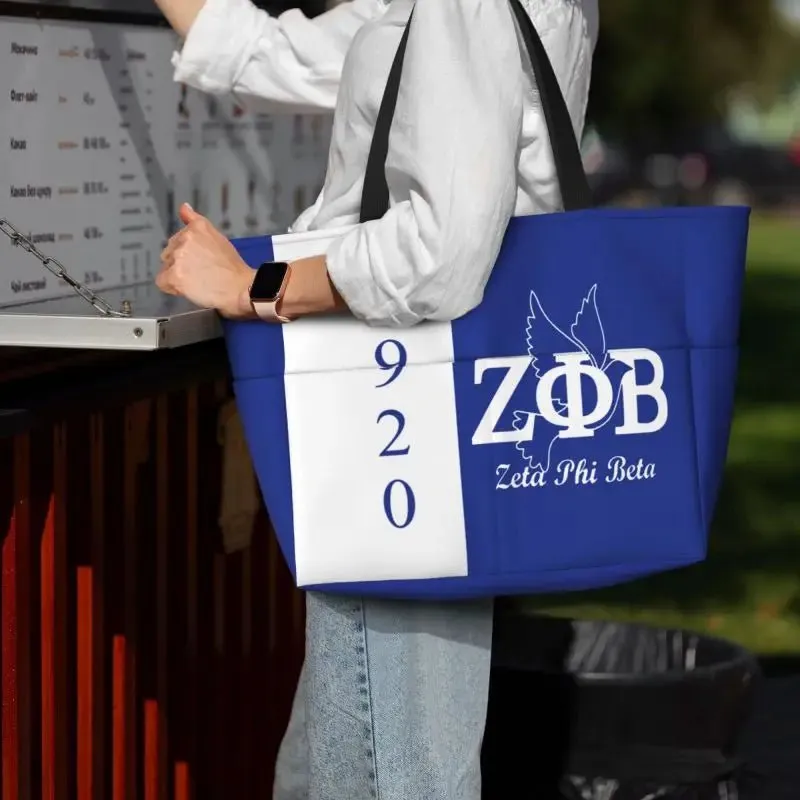 Zeta Phi Beta Sandproof Waterproof Beach Tote with Pockets