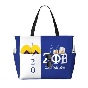 Zeta Phi Beta Sandproof Waterproof Beach Tote with Pockets