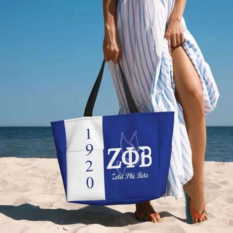 Zeta Phi Beta Sandproof Waterproof Beach Tote with Pockets