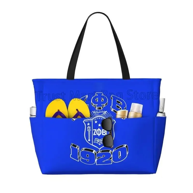 Zeta Phi Beta Sandproof Waterproof Beach Tote with Pockets