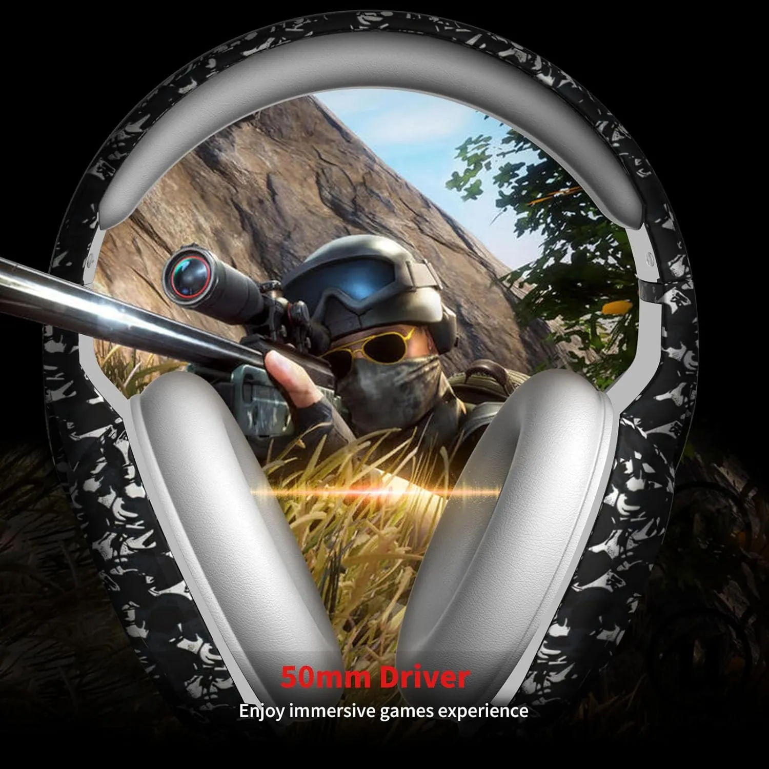 ZIUMIER Camo Gaming Headset for PS4, PS5, Xbox One, PC, Laptop, Mac, Switch, 3.5MM Wired Gaming Headphones with Microphone, Bass Surround, LED Light, Camouflage